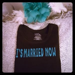 Black shirt glitter teal words